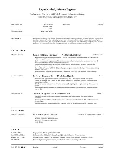 Creatief cv-template Klassiek