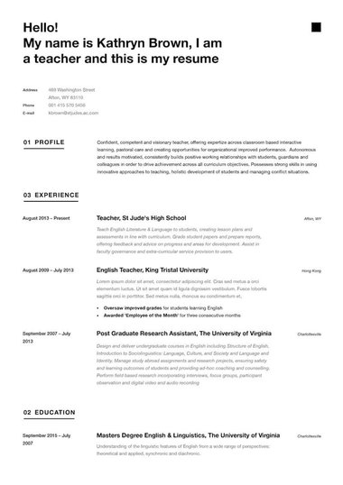 Simpel cv-template Minimalistisch