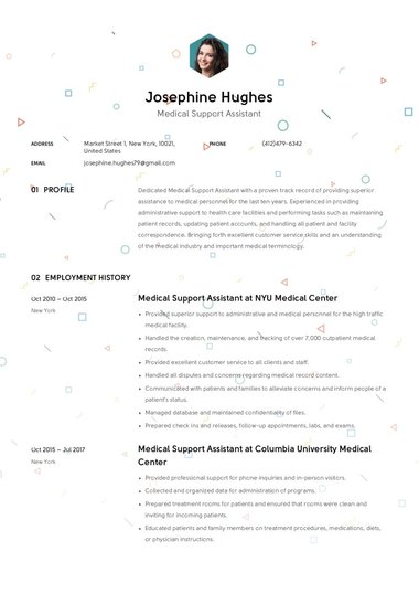 Eén kolom cv-template Confetti